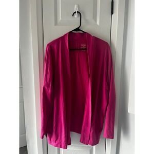 LL Bean Pink Supima Cotton Open Front Cardigan Sweater 2X Lightweight